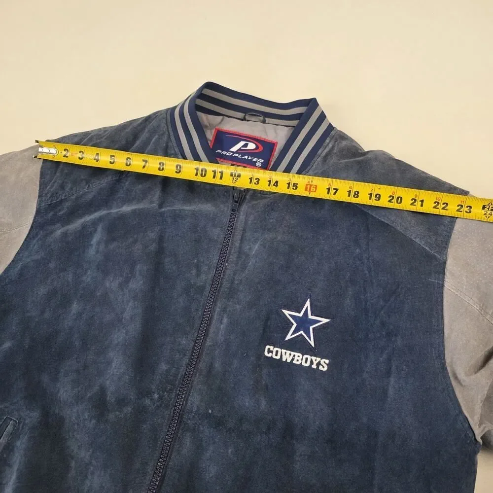 Vintage 90s Dallas Cowboys Pro Player Suede LeatherJacket Men's 2XL Two Tone‎ - Picture 7 of 13